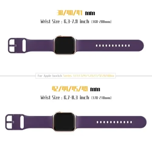 Apple Watch Bands 49mm 46mm 45mm 44mm 42mm 41mm 40mm 38mm bilan mos Sport Band, iWatch Series 11 10 9 8 7 6 5 4 3 2 1 SE Ultra Women Men uchun klassik qisqichli yumshoq silikon almashtirish tasmasi - 6