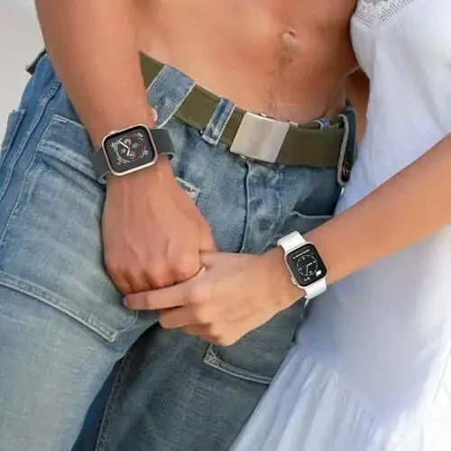 Apple Watch Bands 49mm 46mm 45mm 44mm 42mm 41mm 40mm 38mm bilan mos sport tasma, iWatch Series 11 10 9 8 7 6 5 4 3 2 1 SE Ultra ayollar erkaklar uchun klassik qisqichli yumshoq silikon almashtirish tasmasi - 6