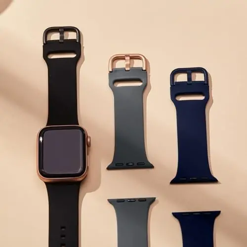 Apple Watch Bands 49mm 46mm 45mm 44mm 42mm 41mm 40mm 38mm bilan mos sport tasma, iWatch Series 11 10 9 8 7 6 5 4 3 2 1 SE Ultra ayollar erkaklar uchun klassik qisqichli yumshoq silikon almashtirish tasmasi - 4