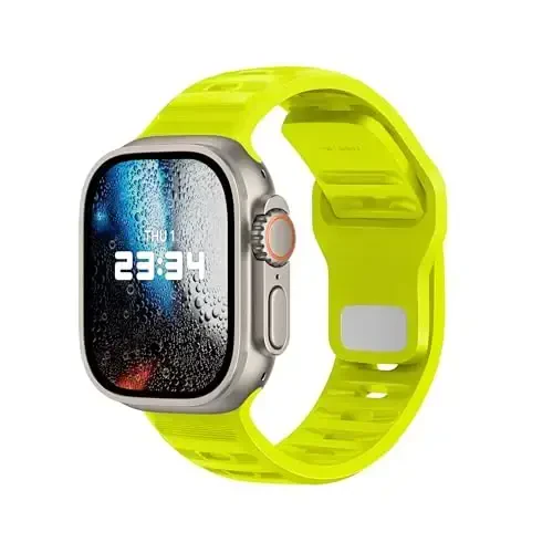 Apple Watch Bands ayollar erkaklar Se Ultra 2 40mm 44mm 46mm 42mm 45mm 41mm 38mm 49mm Series 10 9 8 7 6 5 4 3 iWatch Sport Strap Silicone Fluorescent Yellow uchun DONEGANI UC1 tasmasi - 1