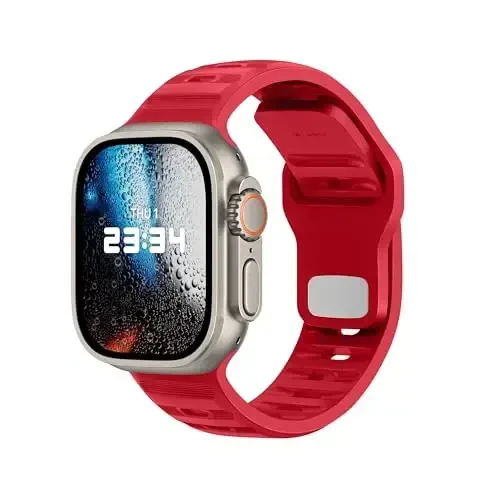 Apple Watch Bands ayollar erkaklar uchun DONEGANI UC1 tasmasi Se Ultra 2 40mm 44mm 46mm 42mm 45mm 41mm 38mm 49mm Series 10 9 8 7 6 5 4 3 iWatch Sport Strap Silicone Red Christmas - 1