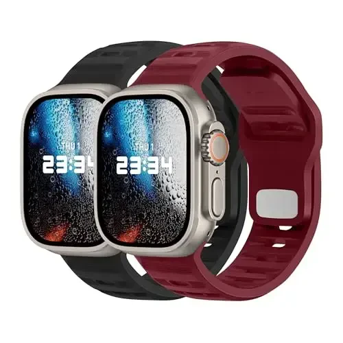 Apple Watch Bands Ayollar Erkaklar uchun DONEGANI UC2 Band Se Ultra 2 40mm 44mm 46mm 42mm 45mm 41mm 38mm 49mm Series 10 9 8 7 6 5 4 3 iWatch Sport Strap Silikon Qora_Bordo Qizil 