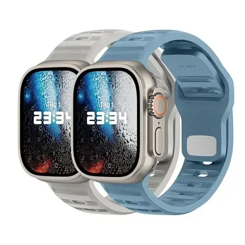 Apple Watch Bands Ayollar Erkaklar uchun DONEGANI UC2 tasmasi Se Ultra 2 40mm 44mm 46mm 42mm 45mm 41mm 38mm 49mm Series 10 9 8 7 6 5 4 3 iWatch Sport Strap Silicone Megalodon Blue_Moon Gray 