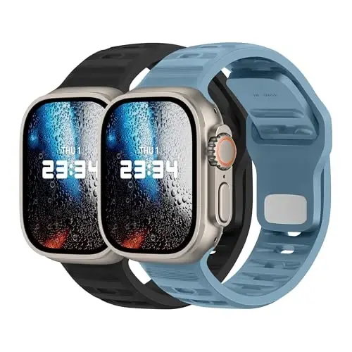Apple Watch Bands Women Men Se Ultra 2 40mm 44mm 46mm 42mm 45mm 41mm 38mm 49mm Series 10 9 8 7 6 5 4 3 iWatch Sport Strap Silicone Black_Megalodon Blue uchun DONEGANI UC2 tasmasi - 1