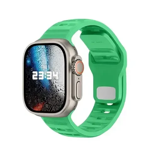 Apple Watch Bands Women Men Se Ultra 2 40mm 44mm 46mm 42mm 45mm 41mm 38mm 49mm Series 10 9 8 7 6 5 4 3 iWatch Sport Strap Silicone Poison Green uchun DONEGANI UC1 tasmasi - MODAZONE