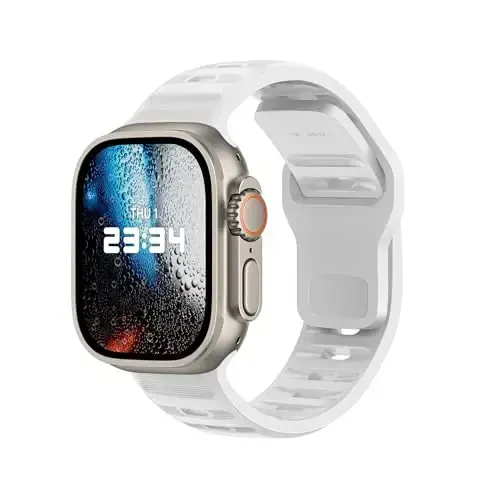 Apple Watch Bands Women Men Se Ultra 2 40mm 44mm 46mm 42mm 45mm 41mm 38mm 49mm Series 10 9 8 7 6 5 4 3 iWatch Sport Strap Silicone White uchun DONEGANI UC1 tasmasi 