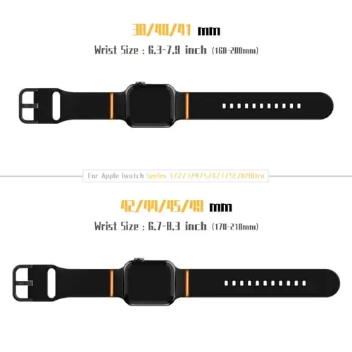Sport Band Compatible with Apple Watch Bands 49mm 46mm 45mm 44mm 42mm 41mm 40mm 38mm, Soft Silicone Replacement Strap with Classic Clasp for iWatch Series 11 10 9 8 7 6 5 4 3 2 1 SE Ultra Women Men - 11