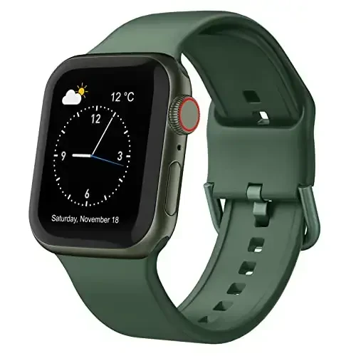 Sport Band Compatible with Apple Watch Bands 49mm 46mm 45mm 44mm 42mm 41mm 40mm 38mm, Soft Silicone Replacement Strap with Classic Clasp for iWatch Series 11 10 9 8 7 6 5 4 3 2 1 SE Ultra Women Men - 1