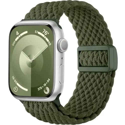 Stretchy Braided Solo Loop Compatible with Apple Watch Bands Women Men 40mm 41mm 44mm 45mm 46mm 38mm 42mm 49mm, Elastic Nylon Sport Strap for iWatch Series 10 9 8 7 6 5 4 3 2 1 SE Ultra - 1