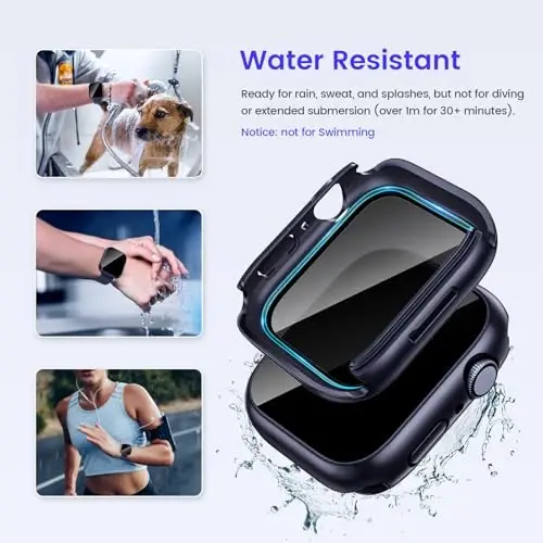 Goton Privacy Waterproof Case for Apple Watch Screen Protector 46mm 45mm 44mm 42mm 41mm 40mm, Ultra 2 49mm, Anti-Spy Cover + Back Bumper for iWatch Series 10 9 8 7 6 5 4 SE SE2 Accessories - 4
