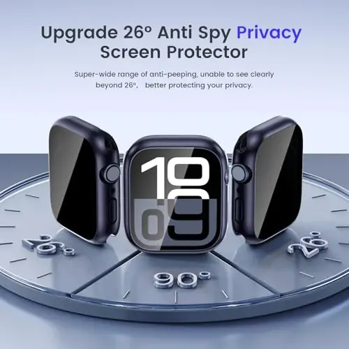 Goton Privacy Waterproof Case for Apple Watch Screen Protector 46mm 45mm 44mm 42mm 41mm 40mm, Ultra 2 49mm, Anti-Spy Cover + Back Bumper for iWatch Series 10 9 8 7 6 5 4 SE SE2 Accessories - 4