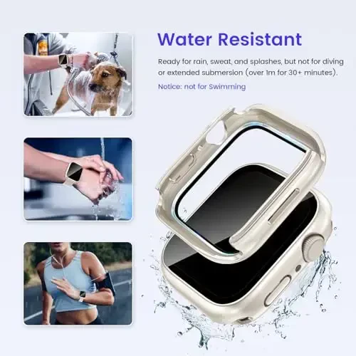 Goton Privacy Waterproof Case Compatible for Apple Watch Series 11/10 Screen Protector 46mm, Anti Spy Face Cover Back Bumper for iWatch Accessories - 4