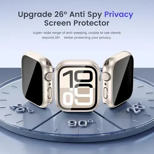 Goton Privacy Waterproof Case Compatible for Apple Watch Series 11/10 Screen Protector 46mm, Anti Spy Face Cover Back Bumper for iWatch Accessories - 5