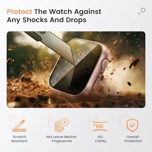 Goton Waterproof Privacy Case for Apple Watch Screen Protector, Anti-Spy Tempered Glass Film iWatch Cover Hard PC Case Bumper for Apple Watch Series 11/10, 42mm RoseGold - 5