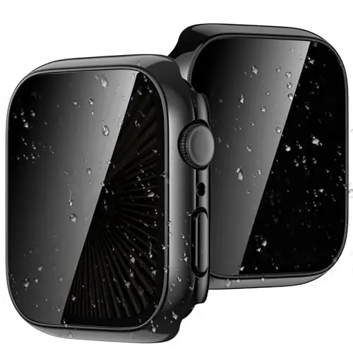 Goton Waterproof Privacy Case for Apple Watch Screen Protector, Anti-Spy Tempered Glass Film Apple Watch Cover Hard PC Case Bumper for iWatch Series 10, 42mm JetBlackJetBlack - GOTON (1)