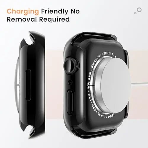 Goton Waterproof Privacy Case for Apple Watch Screen Protector, Anti-Spy Tempered Glass Film iWatch Cover Hard PC Case Bumper for Apple Watch Series 11/10, 46mm JetBlackJetBlack - 6