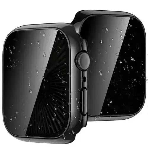 Goton Waterproof Privacy Case for Apple Watch Screen Protector, Anti-Spy Tempered Glass Film Apple Watch Cover Hard PC Case Bumper for iWatch Series 10, 46mm JetBlackJetBlack - 2