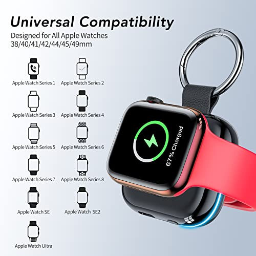 Apple Watch için HUOTO Taşınabilir Şarj Cihazı, Kablosuz Manyetik iWatch Şarj Cihazı 1200mAh Güç Bankası Seyahat Anahtarlık Aksesuarları Akıllı Saat Şarj Cihazı Apple Watch Serisi 10/9/8/7/6/SE/5/4/3/2/1/Ultra/Ultra 2 için - 5