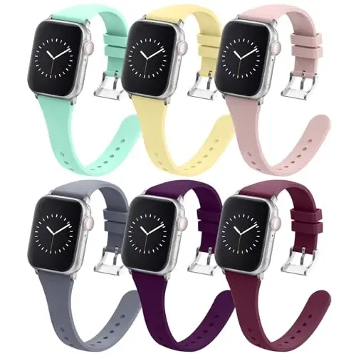 Sport Band Compatible with Apple Watch Bands 49mm 46mm 45mm 44mm 42mm 41mm 40mm 38mm, Soft Silicone Replacement Strap with Classic Clasp for iWatch Series 11 10 9 8 7 6 5 4 3 2 1 SE Ultra Women Men - 1