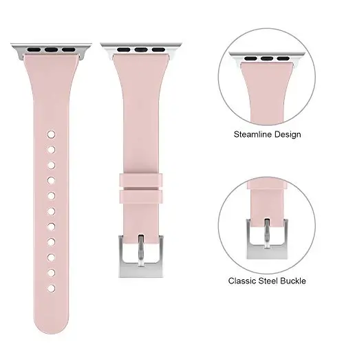 Sport Band Compatible with Apple Watch Bands 49mm 46mm 45mm 44mm 42mm 41mm 40mm 38mm, Soft Silicone Replacement Strap with Classic Clasp for iWatch Series 11 10 9 8 7 6 5 4 3 2 1 SE Ultra Women Men - 2