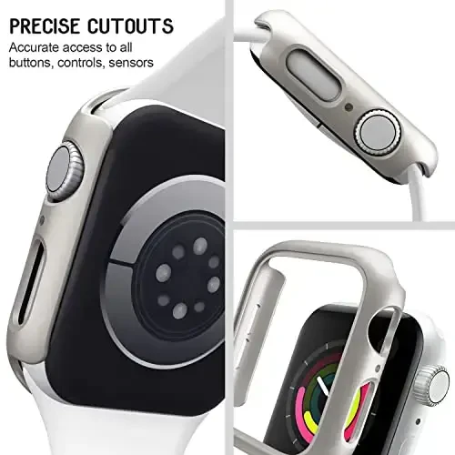 3 Pack Compatible for Apple Watch Case 41mm Series 8 Series 7, Hard PC Bumper Case Protective Cover Frame [NO Screen Film] Compatible for iWatch Accessories 41mm, Starlight/White/Pink - 6
