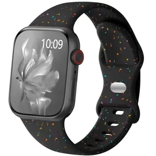 Wepro Sport Band for Apple Watch Bands 40mm 41mm 38mm 42mm for Women Men for iWatch Bands SE Series 8 9 10 7 6 5 4 3 2 1 Colorful Soft Silicone Breathable Replacement Band, Black - 1