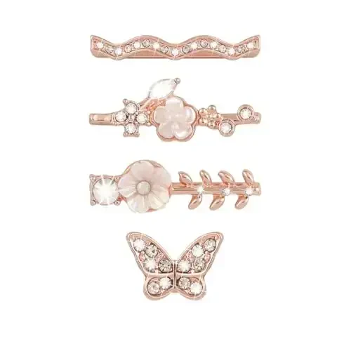 Charm+Band for Apple Watch Bands 40mm 41mm 38mm 44mm 45mm 46mm 42mm Women,Floral Engraved Silicone Sport Band+Decorative Ring Loops for iWatch Series 11 10 9 8 7 6 5 4 SE/Ultra 49mm 3/2,Jewelry Strap - CHARM+BAND (1)