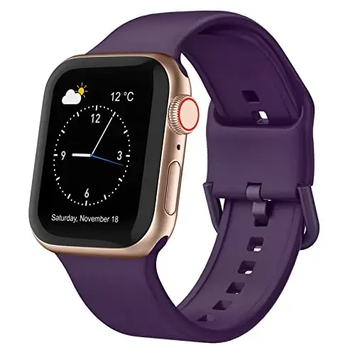 Sport Band Compatible with Apple Watch Bands 49mm 46mm 45mm 44mm 42mm 41mm 40mm 38mm, Soft Silicone Replacement Strap with Classic Clasp for iWatch Series 11 10 9 8 7 6 5 4 3 2 1 SE Ultra Women Men - 1