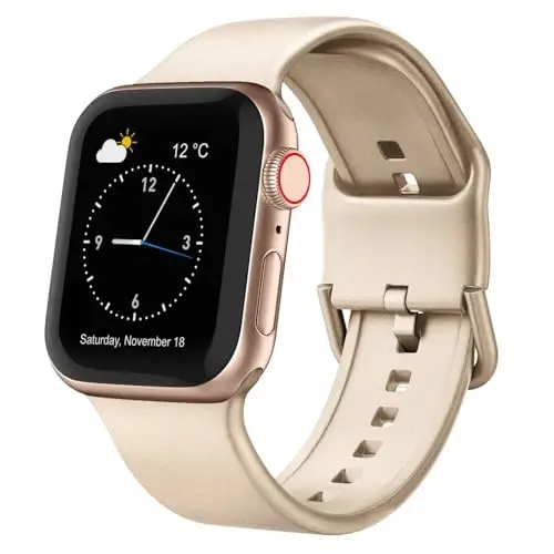 Sport Band Compatible with Apple Watch Bands 49mm 46mm 45mm 44mm 42mm 41mm 40mm 38mm, Soft Silicone Replacement Strap with Classic Clasp for iWatch Series 11 10 9 8 7 6 5 4 3 2 1 SE Ultra Women Men - 1