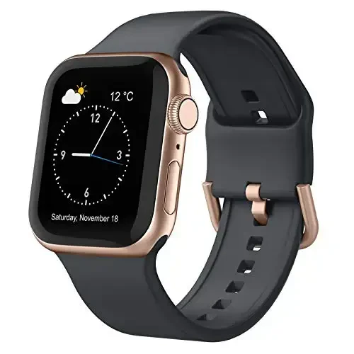 Sport Band Compatible with Apple Watch Bands 49mm 46mm 45mm 44mm 42mm 41mm 40mm 38mm, Soft Silicone Replacement Strap with Classic Clasp for iWatch Series 11 10 9 8 7 6 5 4 3 2 1 SE Ultra Women Men - SPORT