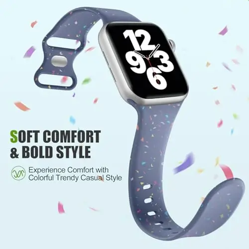 Wepro Sport Band for Apple Watch Bands 41mm Series 9 8 7 40mm SE 42mm 38mm for iWatch Bands Men Women Series 6 5 4 3 2 1 Waterproof Breathable Silicone Band Colorful Recycled Blue Gray - 4