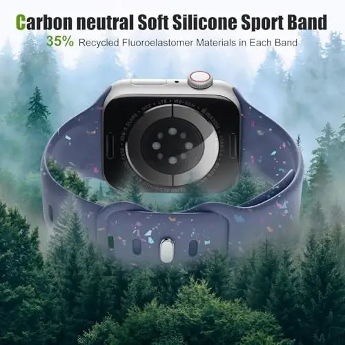 Wepro Sport Band for Apple Watch Bands 41mm Series 9 8 7 40mm SE 42mm 38mm for iWatch Bands Men Women Series 6 5 4 3 2 1 Waterproof Breathable Silicone Band Colorful Recycled Blue Gray - 6