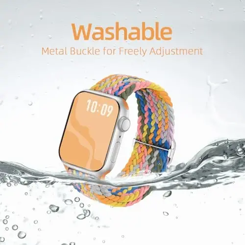 Braided Stretchy Solo Loop Compatible for Apple Watch Band 38mm 40mm 41mm 42mm 44mm 45mm 46mm 49mm for Women Men, Nylon Elastic Straps Wristbands for iWatch Series 10 9 8 7 6 5 4 3 11 Ultra/SE 3 2 1 - 5