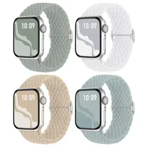 Braided Stretchy Solo Loop Compatible for Apple Watch Band 38mm 40mm 41mm 42mm 44mm 45mm 46mm 49mm for Women Men, Nylon Elastic Straps Wristbands for iWatch Series 10 9 8 7 6 5 4 3 11 Ultra/SE 3 2 1 
