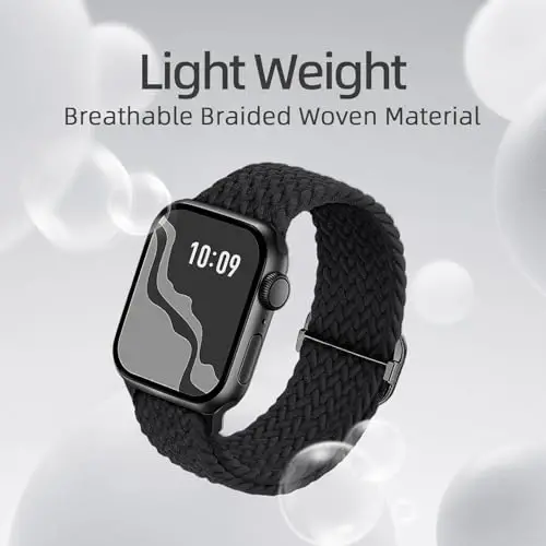 Braided Stretchy Solo Loop Compatible for Apple Watch Band 38mm 40mm 41mm 42mm 44mm 45mm 46mm 49mm for Women Men, Nylon Elastic Straps Wristbands for iWatch Series 10 9 8 7 6 5 4 3 11 Ultra/SE 3 2 1 - 6