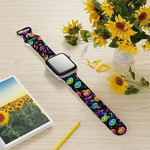 Apple Watch Band 38mm 40mm 41mm 42mm 44mm 45mm 46mm 49mm bilan mos keladigan Holiday Strap, Sozlanishi mumkin bo'lgan almashtiriladigan yumshoq silikon multfilm sport bilakuzuklar iWatch Ultra Series 10 9 8 7 6 5 4 3 2 1 SE uchun - ZENROIC-2 (1)