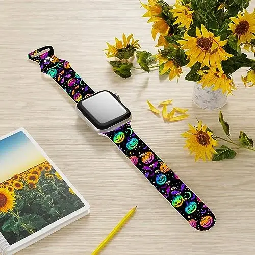 Apple Watch Band 38mm 40mm 41mm 42mm 44mm 45mm 46mm 49mm bilan mos keladigan Holiday Strap, Sozlanishi mumkin bo'lgan almashtiriladigan yumshoq silikon multfilm sport bilakuzuklar iWatch Ultra Series 10 9 8 7 6 5 4 3 2 1 SE uchun - 2