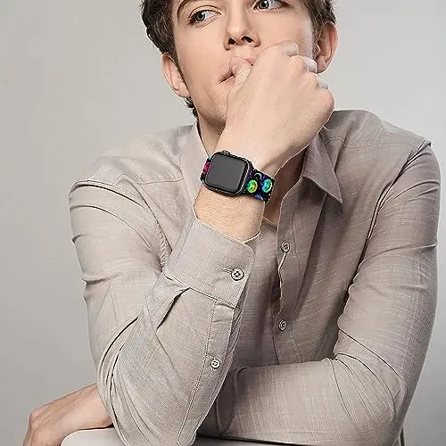 Apple Watch Band 38mm 40mm 41mm 42mm 44mm 45mm 46mm 49mm bilan mos keladigan Holiday Strap, Sozlanishi mumkin bo'lgan almashtiriladigan yumshoq silikon multfilm sport bilakuzuklar iWatch Ultra Series 10 9 8 7 6 5 4 3 2 1 SE uchun - 4