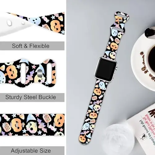 Holiday Strap Compatible with Apple Watch Band 38mm 40mm 41mm 42mm 44mm 45mm 46mm 49mm,Adjustable Replaceable Soft Silicone Cartoon Sport Wristbands for iWatch Ultra Series 10 9 8 7 6 5 4 3 2 1 SE - 2