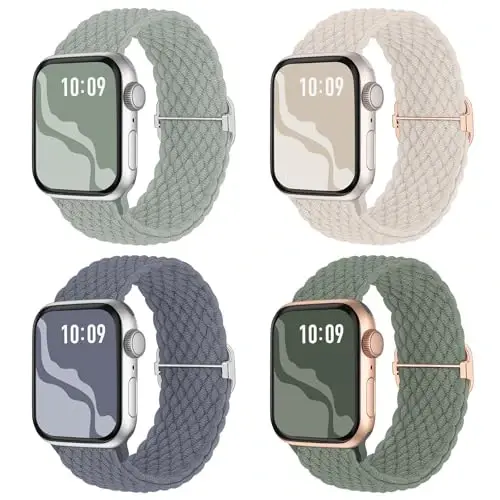 Braided Stretchy Solo Loop Compatible for Apple Watch Band 38mm 40mm 41mm 42mm 44mm 45mm 46mm 49mm for Women Men, Nylon Elastic Straps Wristbands for iWatch Series 10 9 8 7 6 5 4 3 11 Ultra/SE 3 2 1 - 1