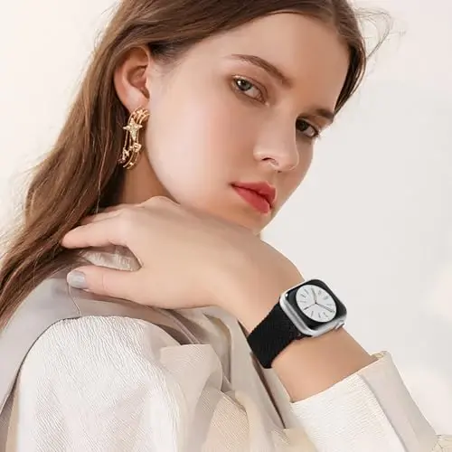 Magnetic Braided Solo Loop Compatible with Apple Watch Band 40mm 41mm 38mm 45mm 44mm 42mm 46mm 49mm Women Men, Stretchy Elastic Wristband Strap for iWatch SE SE 2 Series 10 9 8 7 6 5 4 3 Ultra Ultra 2 - 4