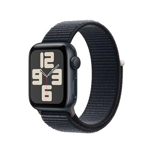 Apple Watch SE (2-avlod) [GPS 40 mm] Midnight alyuminiy korpusli va Midnight sport halqasi bilan Smartwatch. Fitness va uyqu kuzatuvchisi, halokatni aniqlash, yurak urishini kuzatuvchi, karbon neytral - 1