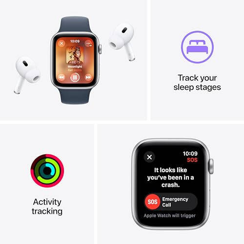 Apple Watch SE (2-avlod) [GPS 40 mm] Midnight alyuminiy korpusli va Midnight sport halqasi bilan Smartwatch. Fitness va uyqu kuzatuvchisi, halokatni aniqlash, yurak urishini kuzatuvchi, karbon neytral - 5