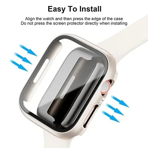 3 Pack Hard PC Case Compatible with Apple Watch SE 2022/Series 6/5/4/SE 40mm, BHARVEST Case with Tempered Glass Screen Protector Bubble-Free Cover for iWatch Accessories, Starlight+Rose Gold+Clear - 4