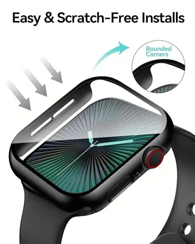Smiling 2 Pack Case Built in Tempered Glass Screen Protector Compatible with Apple Watch SE 2 (2024)/SE/Series 6/Series 5/Series 4 40mm, Hard PC Case Overall Protective Cover- Black - 4