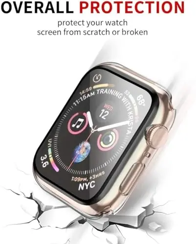 Smiling 2 Pack Case Compatible with Apple Watch SE 3 (2025)/ SE 2/ SE/Series 6/5/4 40mm with Tempered Glass Screen Protector, Hard PC Case Overall Protective Cover- Transparent - 3