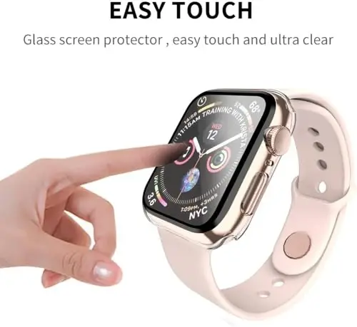 Smiling 2 Pack Case Compatible with Apple Watch SE 3 (2025)/ SE 2/ SE/Series 6/5/4 40mm with Tempered Glass Screen Protector, Hard PC Case Overall Protective Cover- Transparent - 5