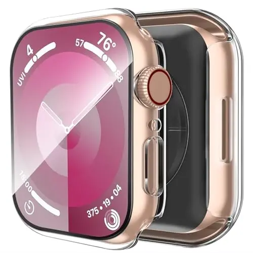 Smiling 2 Pack Case Compatible with Apple Watch SE 3 (2025)/ SE 2/ SE/Series 6/5/4 40mm with Tempered Glass Screen Protector, Hard PC Case Overall Protective Cover- Transparent - SMILING