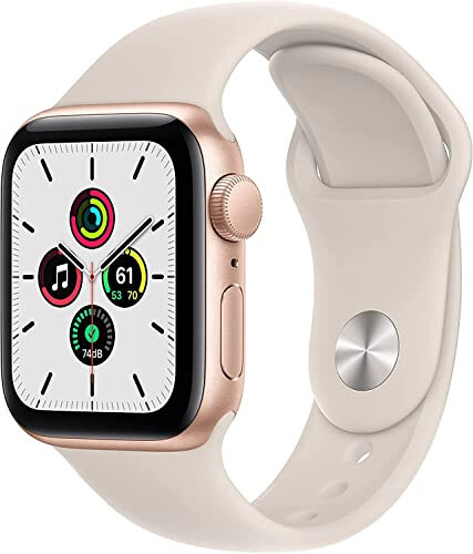 Apple Watch SE (GPS, 40mm) - Gold Aluminium Case with Starlight Sport Band - Regular (Renewed) - 4