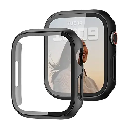 2 Pack Case with Tempered Glass Screen Protector for Apple Watch SE3(2025) SE2 Series 6/5/4/SE 40mm,JZK Slim Guard Bumper Full Coverage Hard PC Protective Cover Ultra-Thin Cover for iWatch 40mm,Black - JZK